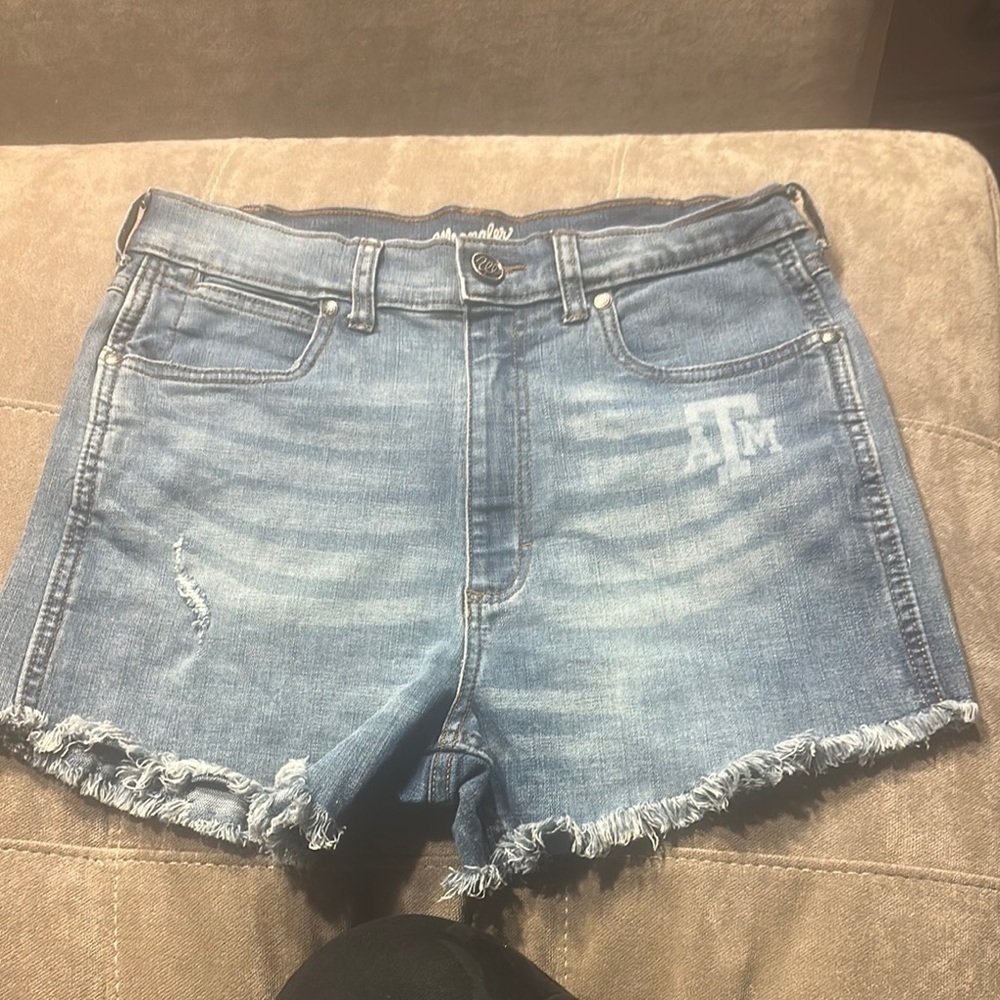 Wrangler Blue Jean Shorts Distressed High-Waisted